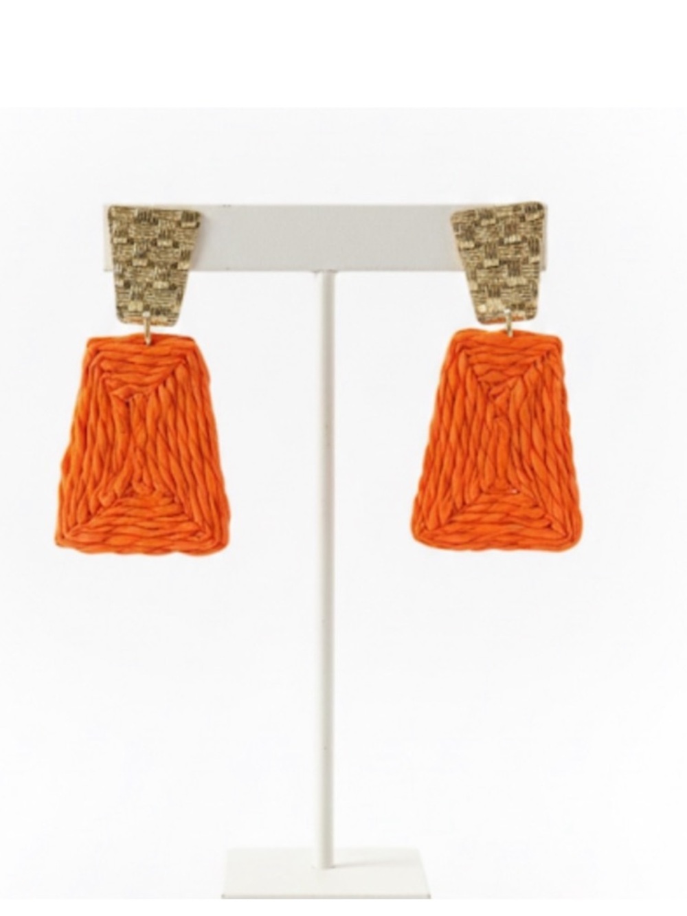 NWT Bright Orange Raffia Woven Geometric Statement Earrings
C3 - Picture 3 of 8